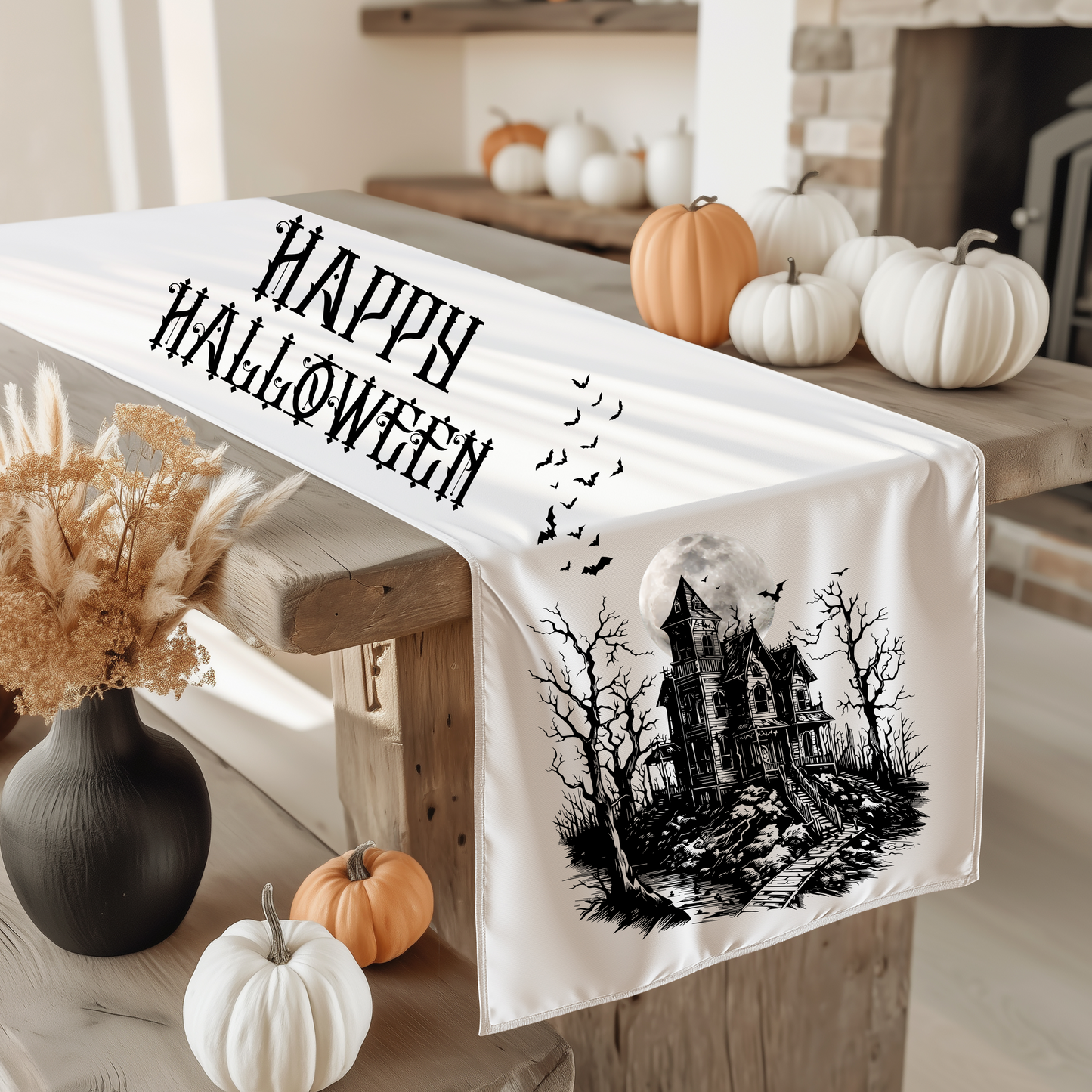 Table Runner - Happy Halloween Haunted Mansion