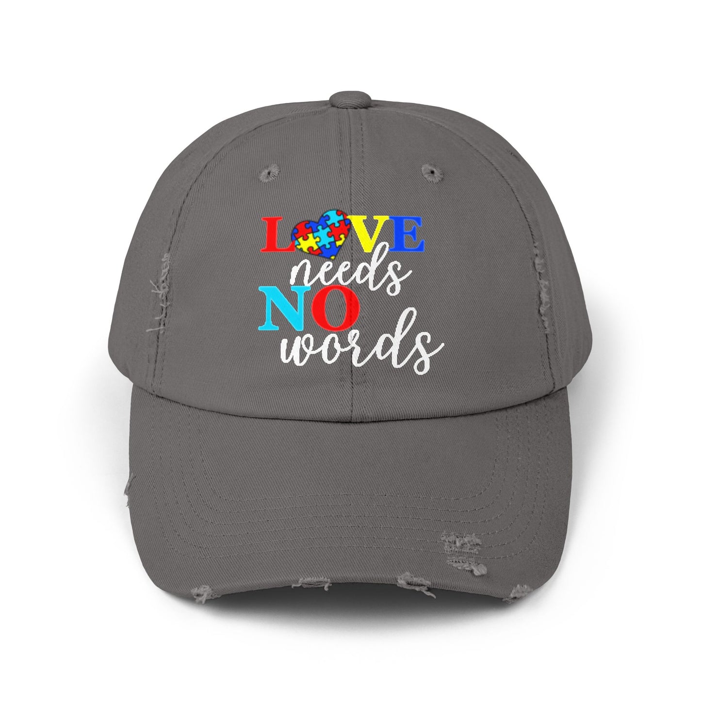 Distressed Cap Love Needs No Words Autism Awareness