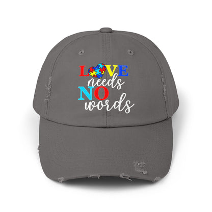 Distressed Cap Love Needs No Words Autism Awareness