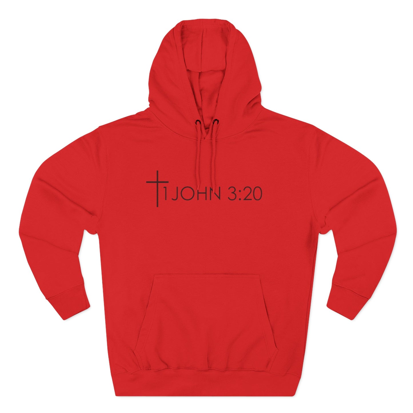 John 3:20 Cross Hoodie — Christian Faith Pullover with God is Greater than the highs and lows Back Design