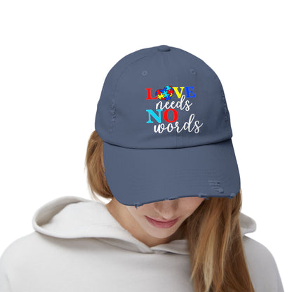 Distressed Cap Love Needs No Words Autism Awareness