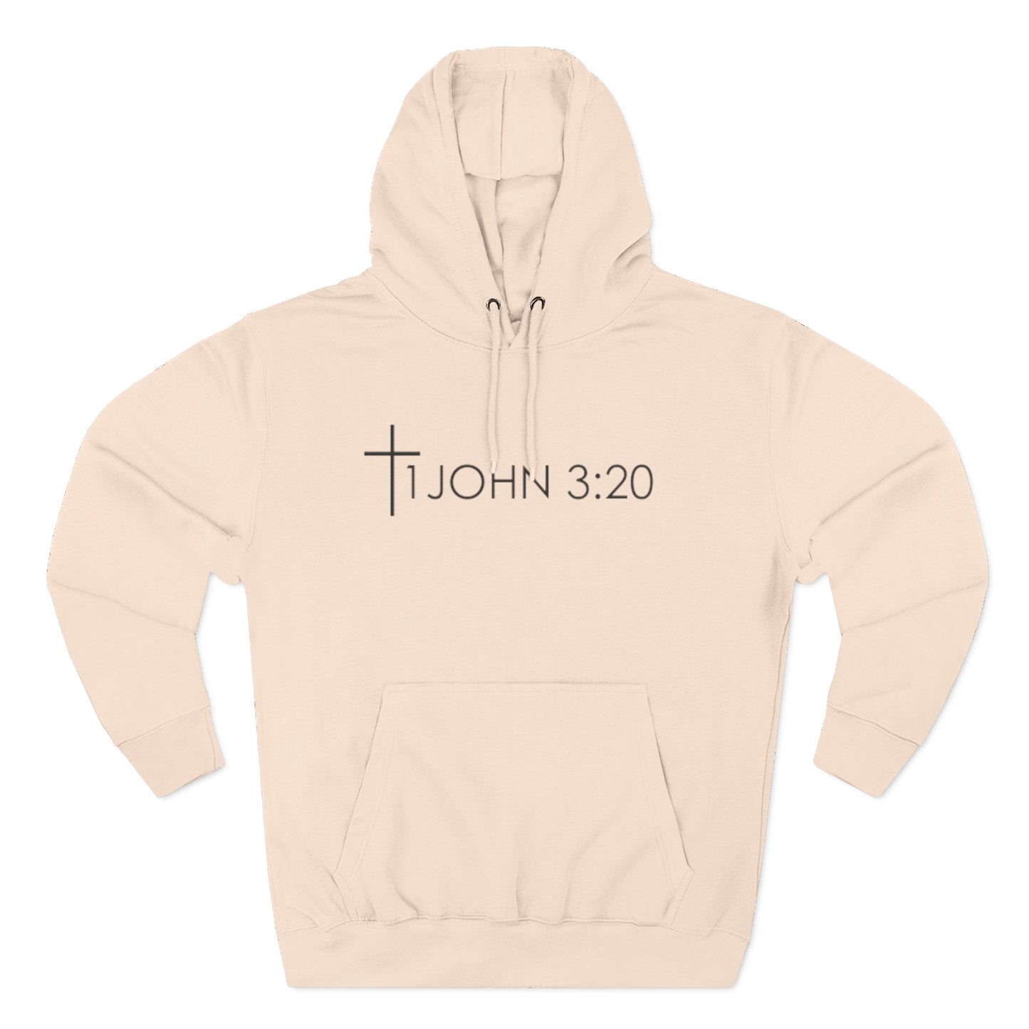 John 3:20 Cross Hoodie — Christian Faith Pullover with God is Greater than the highs and lows Back Design