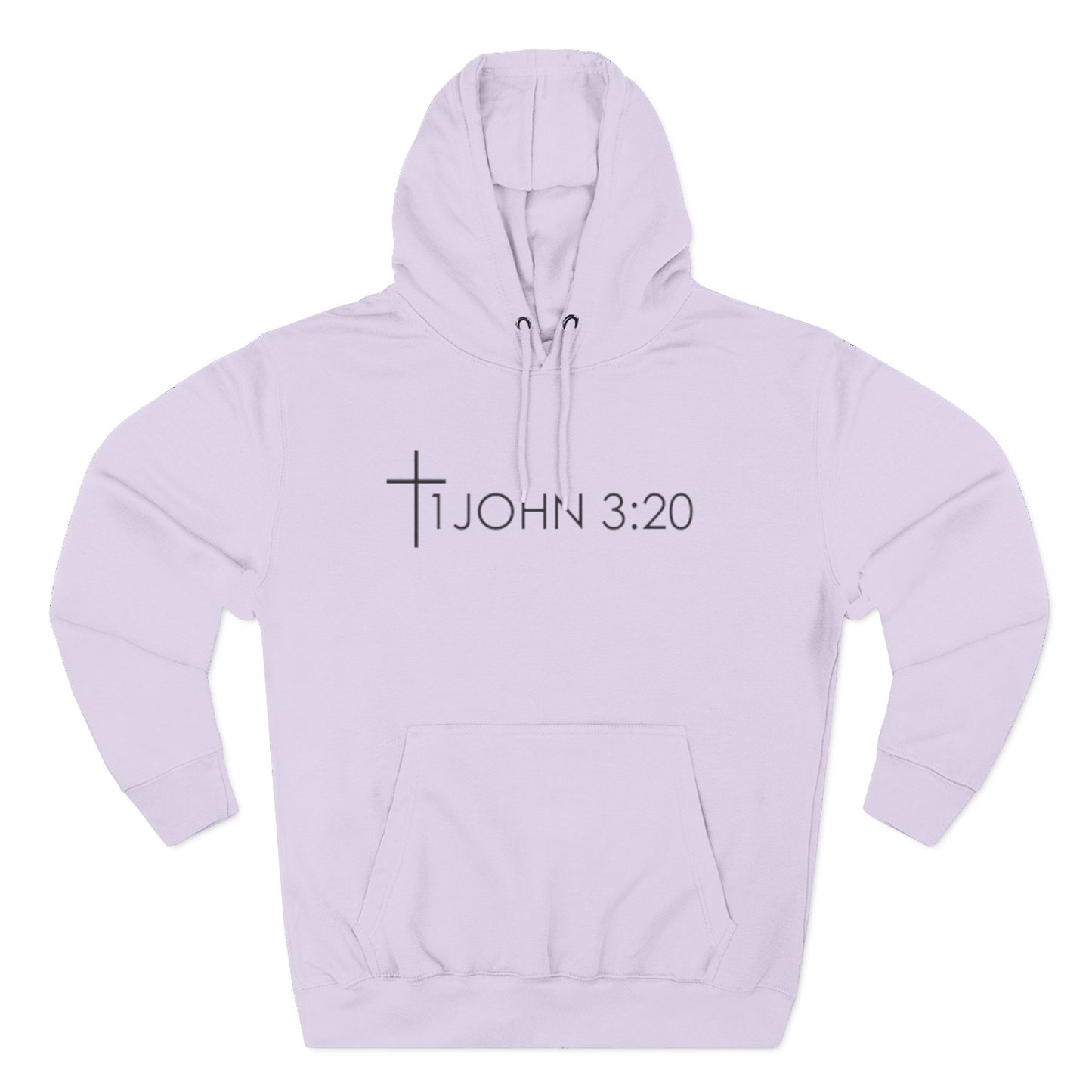 John 3:20 Cross Hoodie — Christian Faith Pullover with God is Greater than the highs and lows Back Design