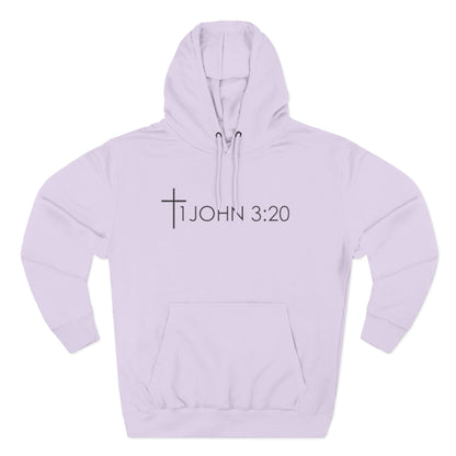 John 3:20 Cross Hoodie — Christian Faith Pullover with God is Greater than the highs and lows Back Design