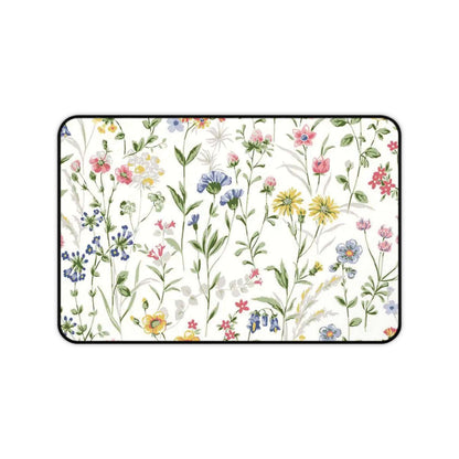 Floral Wildflower Desk Mat — Pastel Garden Mouse Pad for Home Office