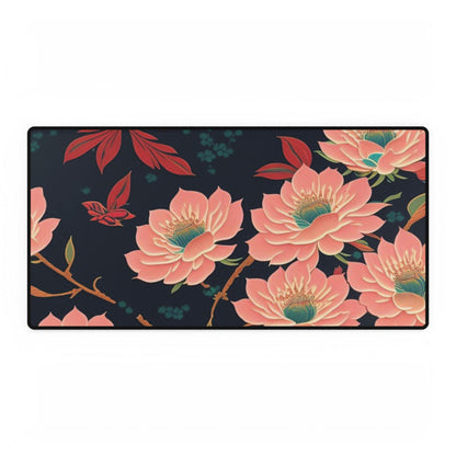 Floral Cherry Blossom Desk Mat — Large Keyboard Mouse Pad