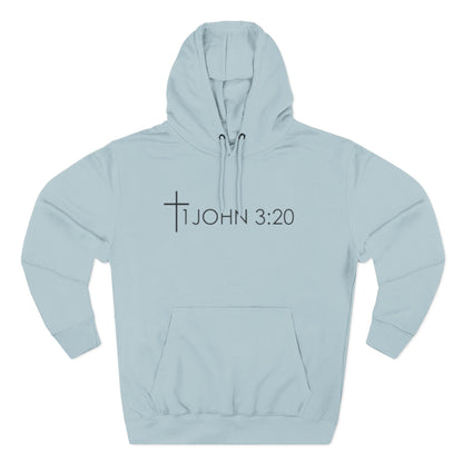John 3:20 Cross Hoodie — Christian Faith Pullover with God is Greater than the highs and lows Back Design