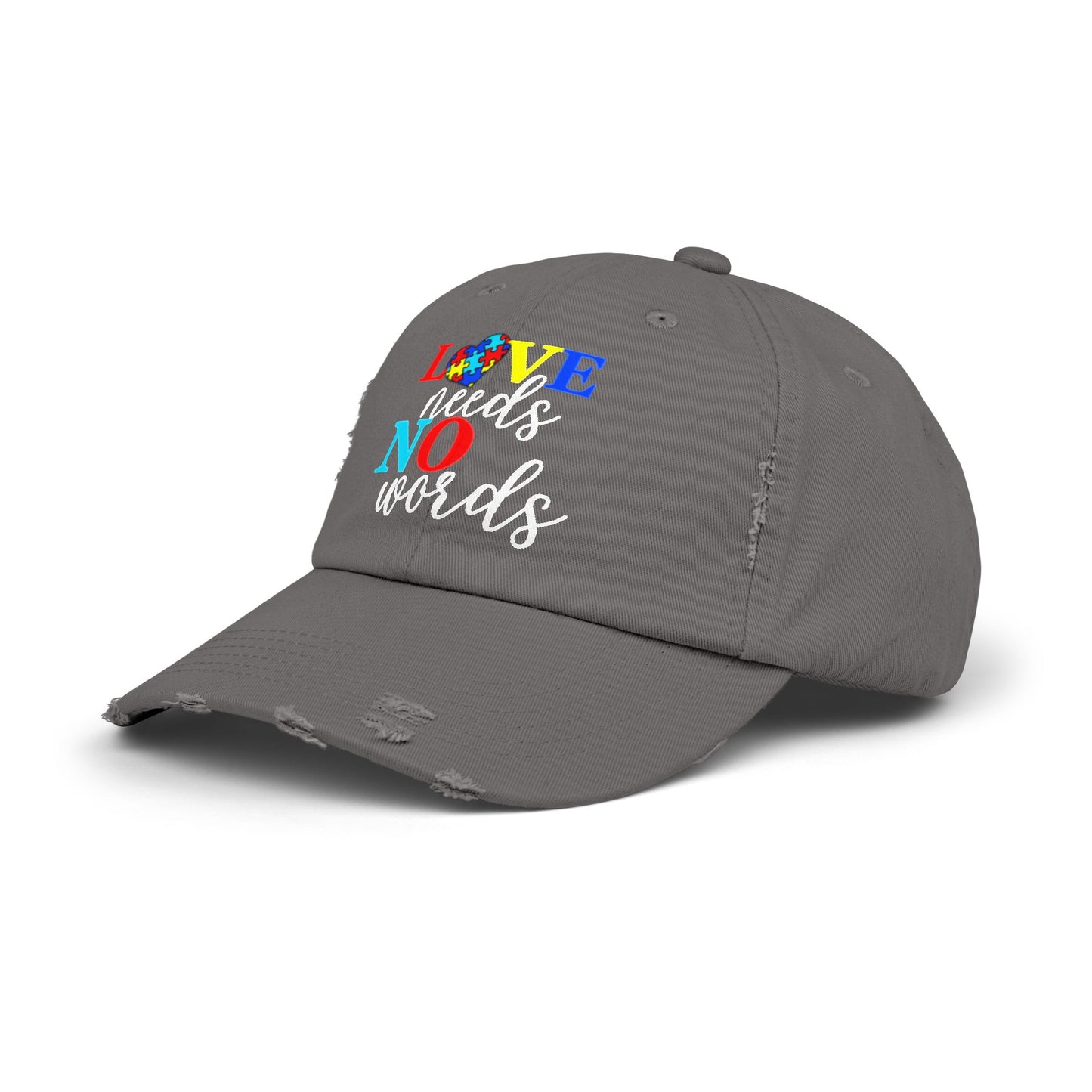 Distressed Cap Love Needs No Words Autism Awareness