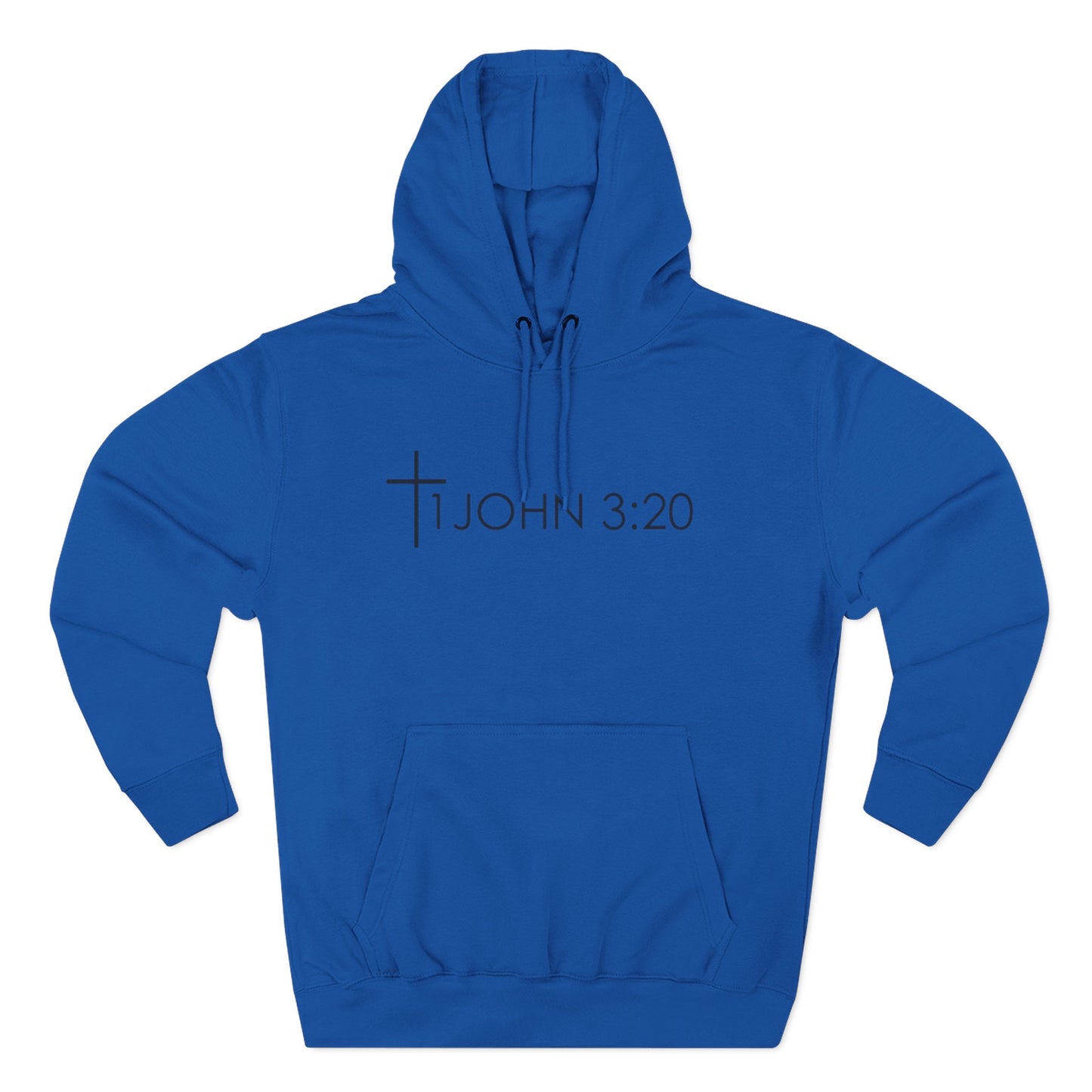 John 3:20 Cross Hoodie — Christian Faith Pullover with God is Greater than the highs and lows Back Design