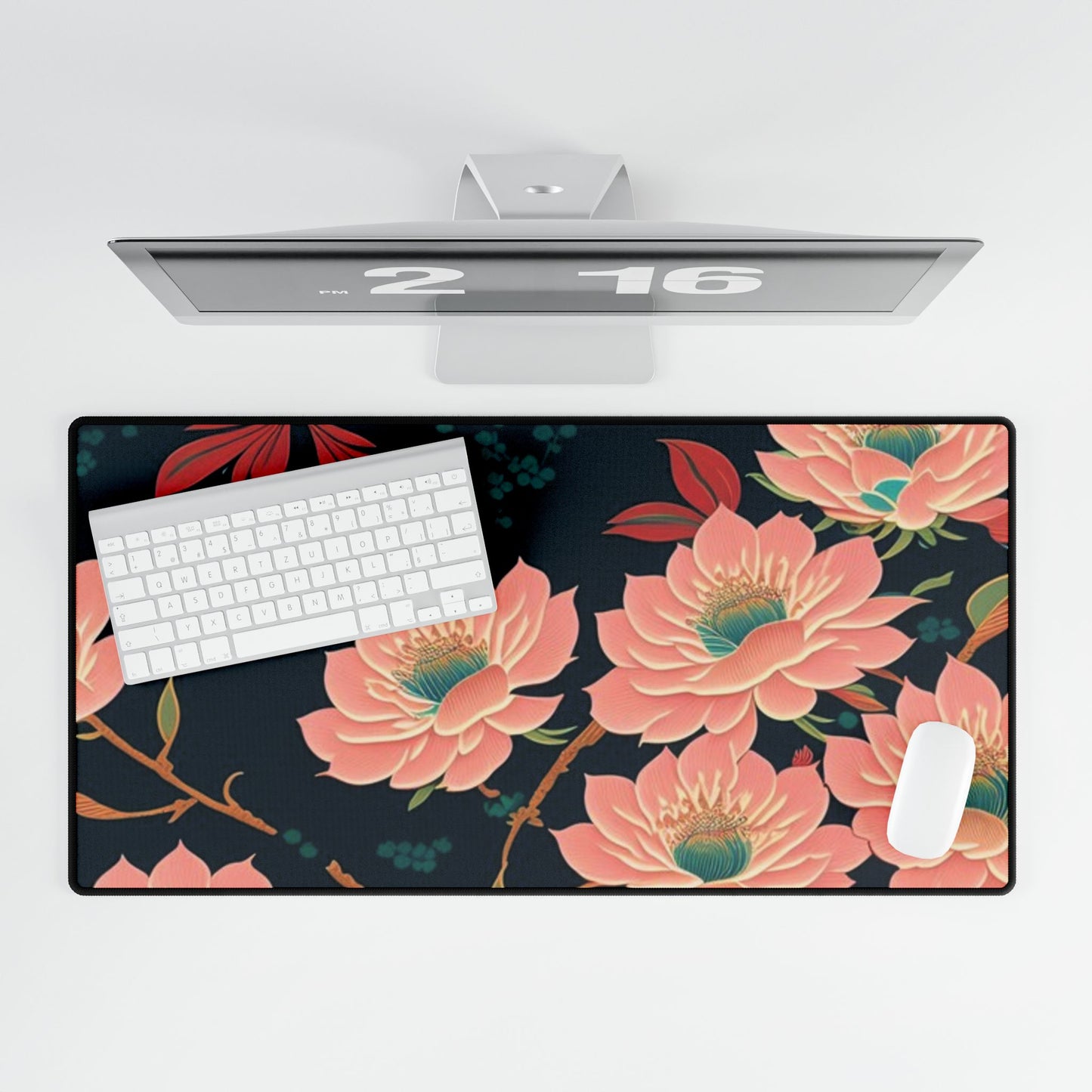Floral Cherry Blossom Desk Mat — Large Keyboard Mouse Pad
