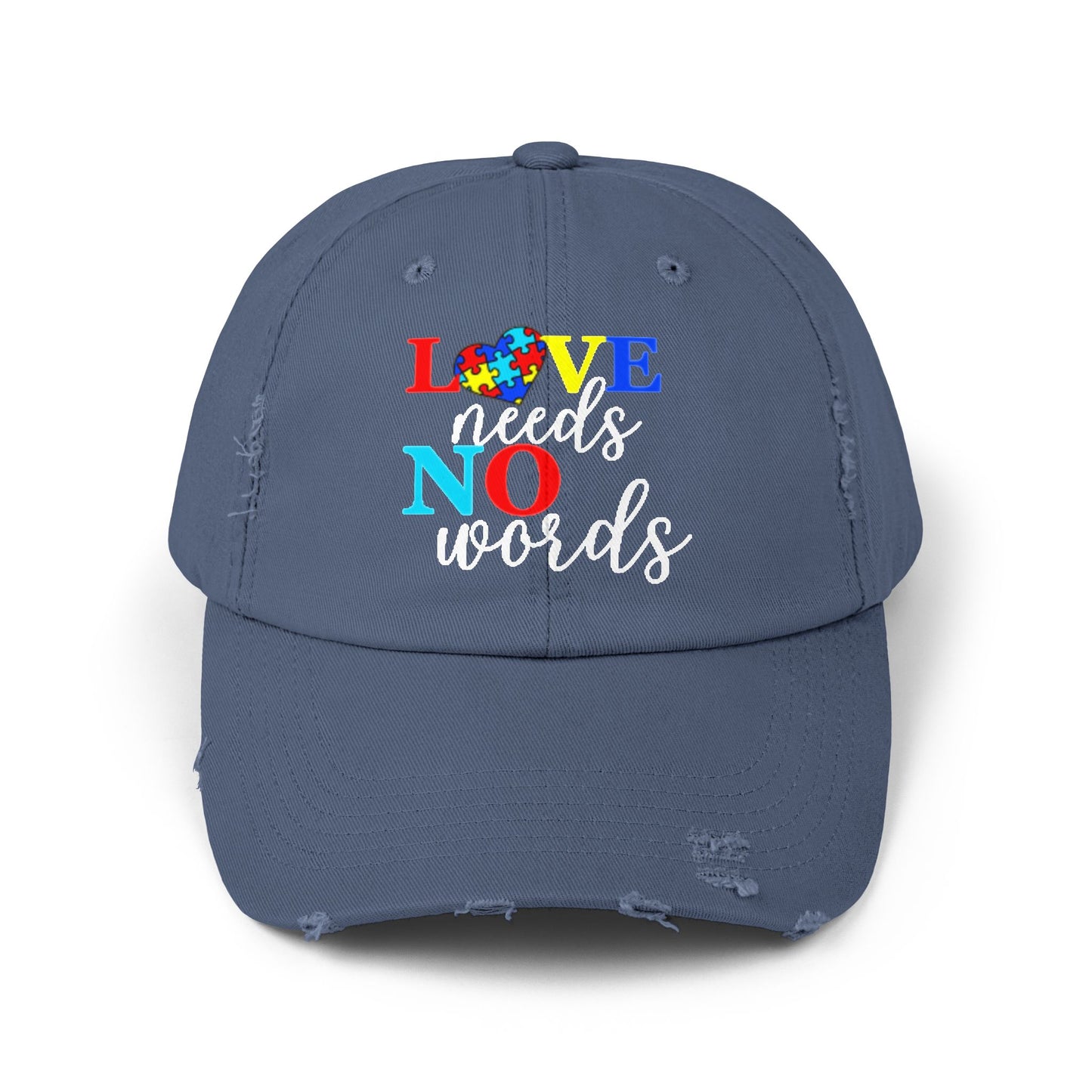 Distressed Cap Love Needs No Words Autism Awareness