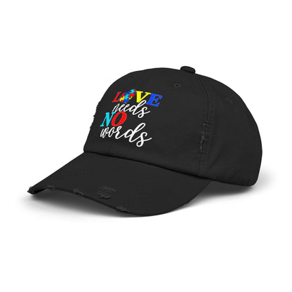 Distressed Cap Love Needs No Words Autism Awareness